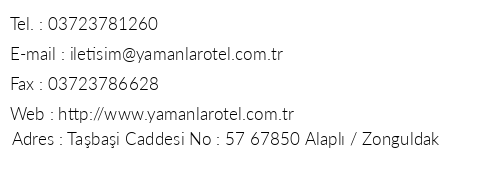 Yamanlar Otel telefon numaralar, faks, e-mail, posta adresi ve iletiim bilgileri